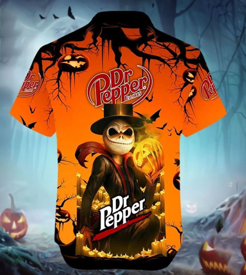Halloween Jack Skellington Dr Pepper Est 1885 Logo Hawaiian Shirt