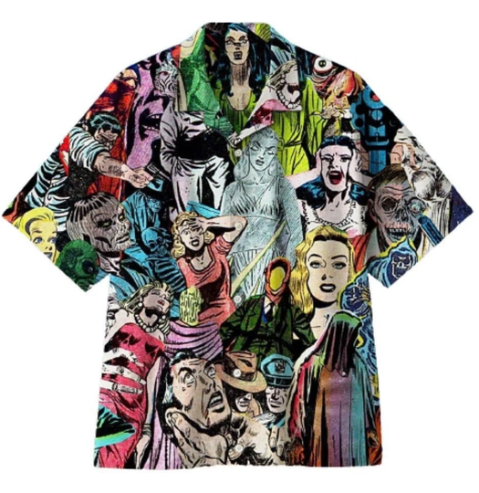 1950S Horror Comics Collage Hawaiian Shirt