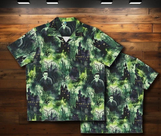 Artistic Flair Frankensteins Nightmare Mens Horror Aloha Shirt