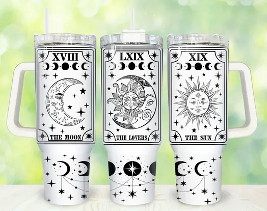 Discover Tarot Cards 40oz Tumbler, Witchy Crystals Celestial  Tumbler 40oz