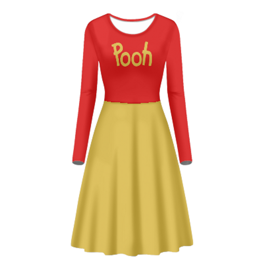 Winnie the Pooh womens dress long sleeve Disney costume adult midi dress run Disney Halloween costume Bounding