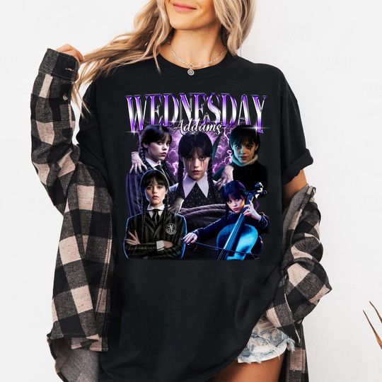 Discover Wednesday Addams Shirt: Gothic Dark Academia Halloween Horror Tee