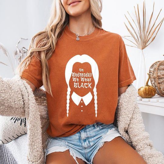 Discover On Wednesdays We Wear Black Tee: Funny Gothic Halloween Shirt