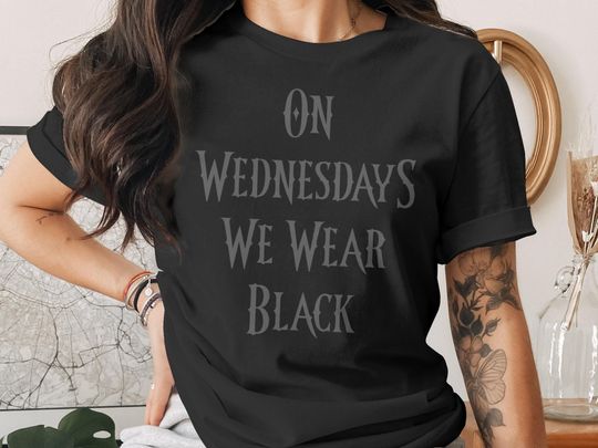 Discover On Wednesdays We Wear Black T-Shirt, Comfort Colors Shirt, Wednesday Addams Shirt, Goth TShirt, Funny Dark Humor Tee, Popular Wednesday