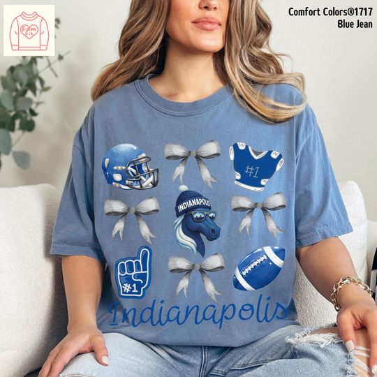 Indianapolis Football Team Bow Shirt, Gameday Shirt, Coquette Bow Tee