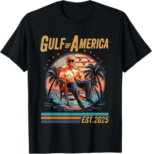 Discover Retro Gulf Of USA America Est 2025 American Flag Gulf Mexico T-Shirt