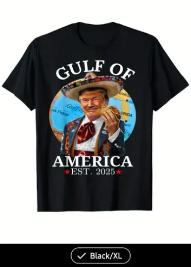 Discover PRESIDENT TRUMP "GULF OF AMERICA" BLACK TEE SHIRT