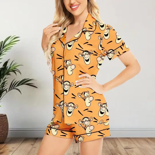 Tigger Moods Tigger Emotions Winnie The Pooh Satin Short-Sleeve Pajamas Set