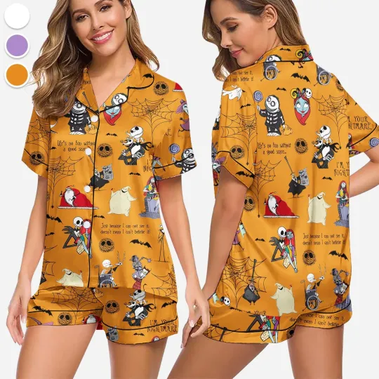 Nightmare Before Christmas I'm Your Nigtmare Satin Short-Sleeve Pajamas Set