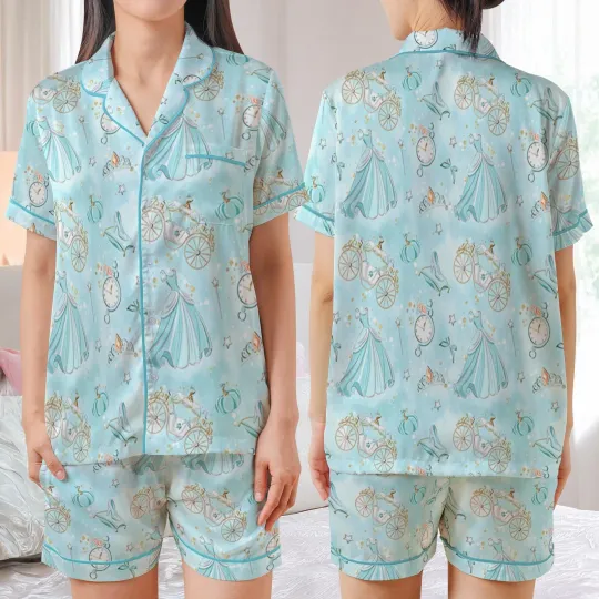 Discover Cinde Coquette Midnight Fairy Tale Satin Short-Sleeve Pajamas Set