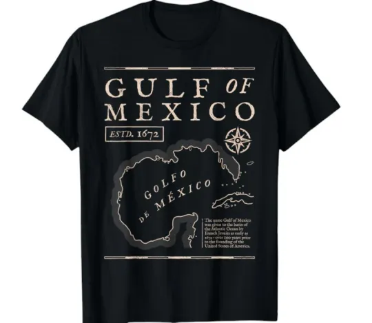Gulf Of Mexico Not US America Historic Map 1672 Unisex T-Shirt
