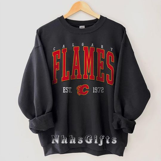 Calgary Flames Sweatshirt, Calgary Hockey Crewneck, Retro Calgary Ranger Hockey Shirt, Retro Calgary Flames Ice Hockey Sweater