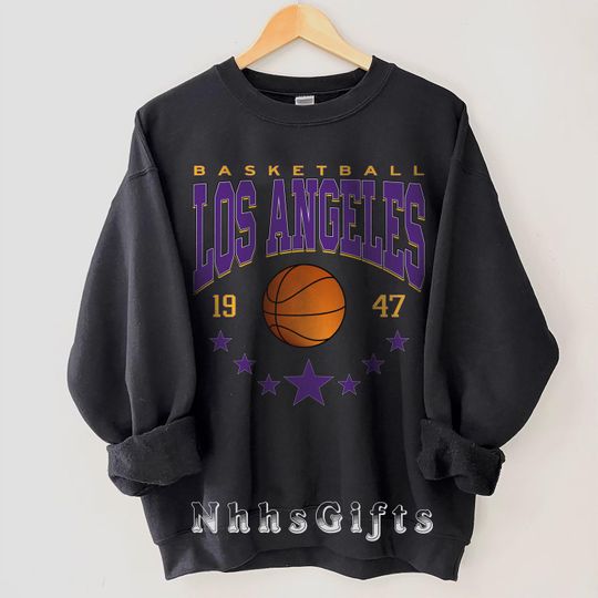 Discover Los Angeles Basketball Sweatshirt, Retro Style Los Angeles Basketball Crewneck, Los Angeles Sports Apparel, Los Angeles Basketball Fan Gifts