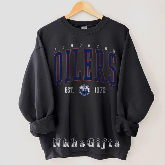 Discover Edmonton Oilers Sweatshirt, Edmonton Hockey Crewneck, Retro Edmonton Hockey Shirt, Retro Edmonton Oilers Ice Hockey Sweater