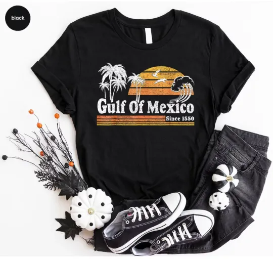 Discover Gulf Of Mexico Shirt, Retro Sunset Gulf Of Mexico Shirt, Mexico Beach Shirt