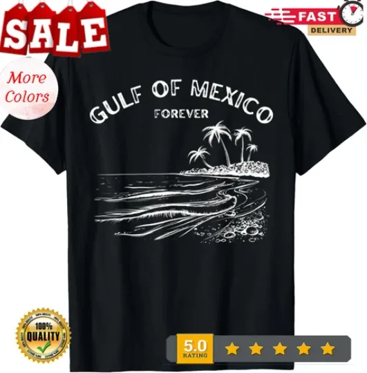 Discover T-Shirts|Gulf of USA America Funny Gulf of Mexico Flag Map 4th July T-Shirt