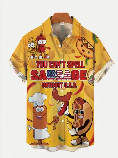 Discover Men's Hawaiian Shirt with USA Print, Novelty Gag Gift