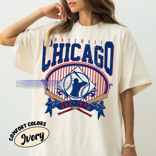 Discover Retro Chicago Baseball Shirt, Comfort Colors Shirt, Baseball Chicago T-shirt, Chicago Fan Gift