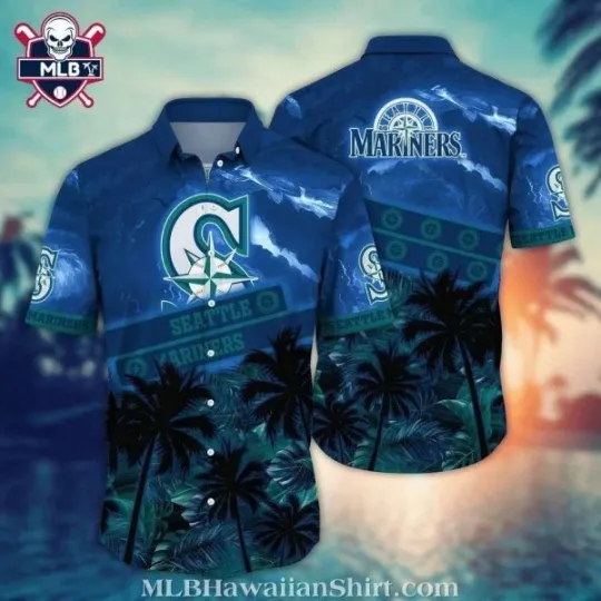 Seatllle Marriinerrs Classic Logo Tropical Navy Hawaiian Shirt, Gift for Fan