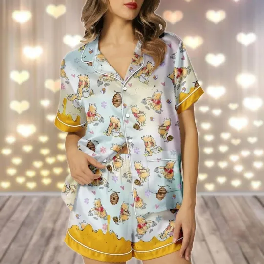 Cute Pooh Bear Hunny Jar Winnie The Pooh Honey Bear Gift For Fan Pajamas Set