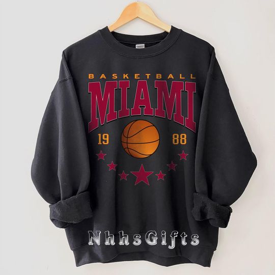 Discover Miami Basketball Sweatshirt, Retro Style Miami Basketball Crewneck, Miami Sports Apparel, Miami Basketball Fan Gifts, Miami Sweater