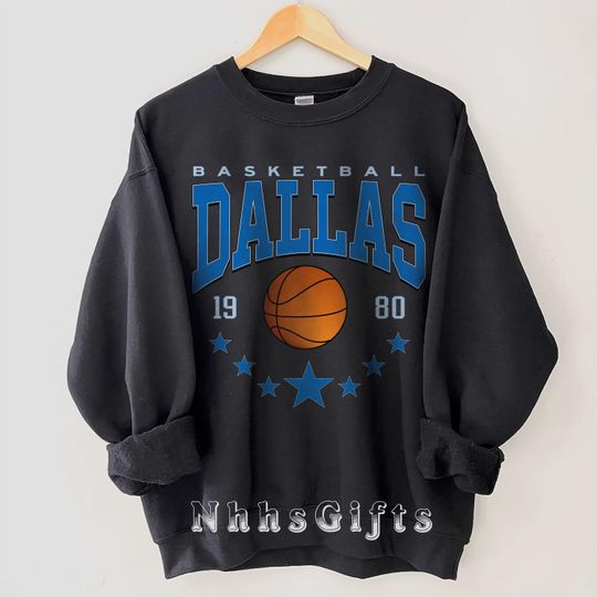 Discover Dallas Basketball Sweatshirt, Retro Style Dallas Basketball Crewneck, Dallas Sports Apparel, Dallas Basketball Fan Gifts