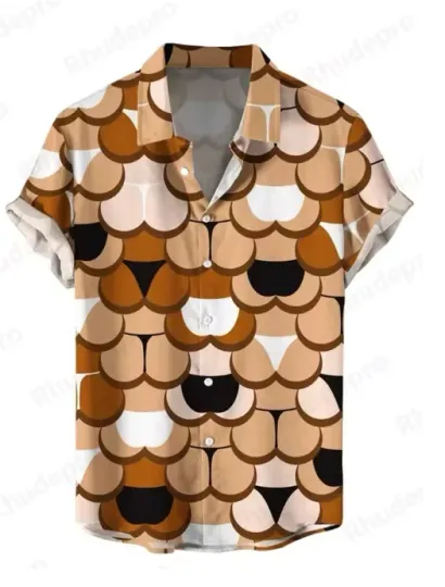 Discover Mens Button Down Shirts Funny Bottom Printed Hawaiian Tops Novelty Ugly Gag Gift