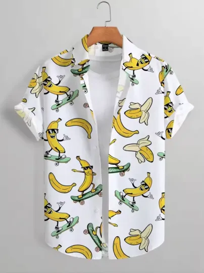 Discover Mens Button Down Shirts Funny Banana Printed Hawaiian Tops Novelty Summer Gifts