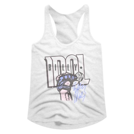 Billy Idol Idol Fist White Women's Racerback Tank Top T-Shirt