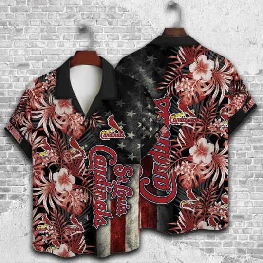 St. Louis Carrdiinalls Patriotic Floral Hawaiian Shirt Summer Aloha, Gift for Fan