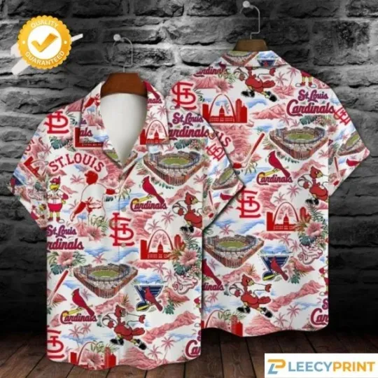 Discover St Louis Carrdiinalls Baseball Pattern On White Hawaiian Shirt, Gift for Fan