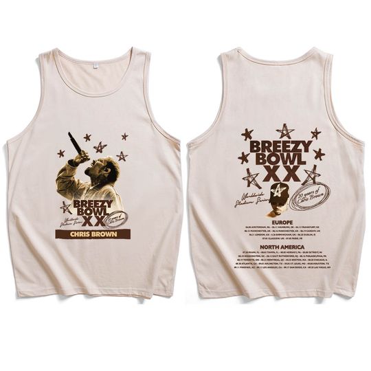 Chris Brown Breezy Bowl XX Summer Tour 2025 Printing Tank Tops Chris Brown Shirt Man Woman Streetwear Vest