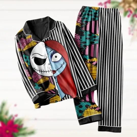 Discover Jack And Sally Perfect Combination Costume Happy Halloween Pajamas Set