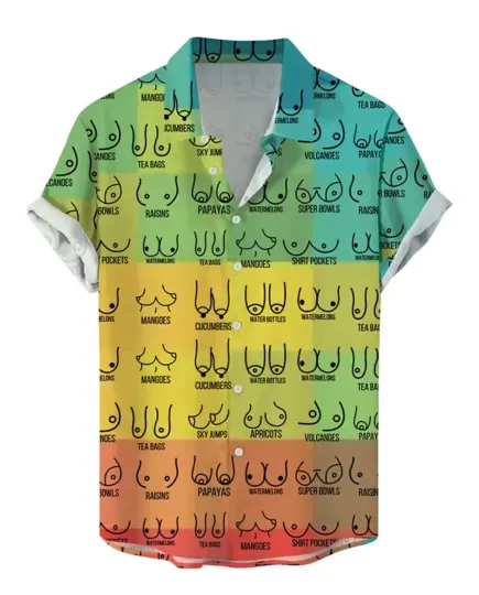 Discover Men's Hawaiian Shirt with Funny Boobs Print