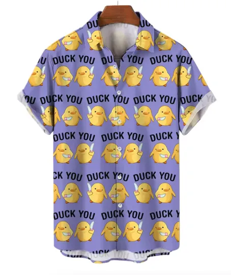 Discover Men's Hawaiian Shirt with Funny Duck Print, Novelty Rude Pattern
