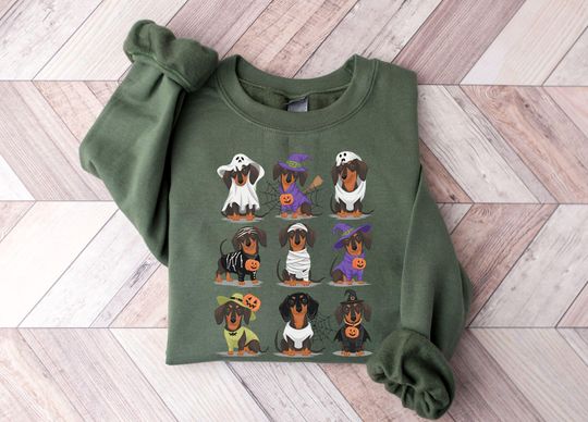 Discover Halloween Dog Sweatshirt, Dachshund Halloween Sweatshirt, Halloween Dog Sweatshirt,Dog Mom Crewneck, Dog Lover Gift, Weiner Dog, Doxie Mom