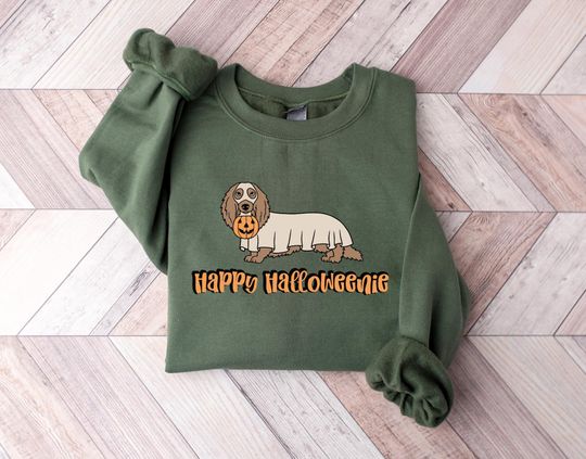 Discover Dachshund Sweatshirt, Halloween Ghost Shirt, Funny Wiener Tee, Doxie Mom Gift, 2025 Viral Tee, Cute Halloween Dog Shirt