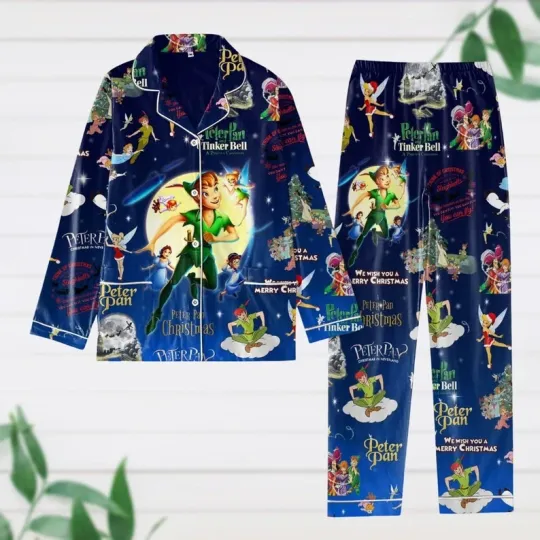 Peter Pan Tinker Bell We Wish You Have A Merry Christmas Neverland Pajamas Set