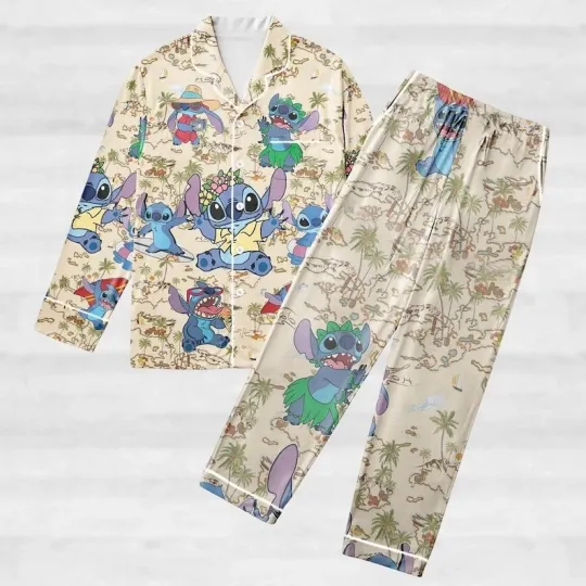 Discover Vintage Stitch Aloha Tropical Palm Tree Lilo & Stitch Summer Vibes Pajamas Set