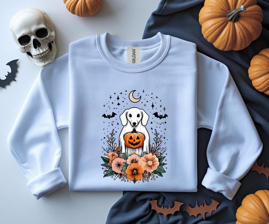 Discover Dachshunds Halloween Ghost Sweatshirt, Dog Lover Gift, Funny Wiener Dog Pullover, Unisex Crewneck Jumper, Fall Costume Top