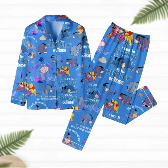 Discover Lazy Eeyore Donkey I Like To Stay In Bed It's Too Peopley Outside Pajamas Set