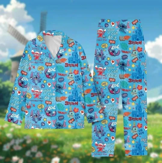 Discover Funny Stitch You Can Do It Magic Kingdom Summer Trip 2025 Pajamas Set