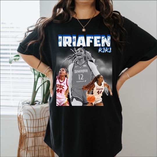 Discover KiKi Iriafen Graphic Basketball Tee, Sports Fan Shirt, KiKi Iriafen Apparel, Basketball Player Gift, Unisex Cotton T-shirt