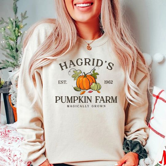 Discover Hagrid's Pumpkin Patch Sweatshirt Fall Halloween Hoodie Thanksgiving Sweater Halloween Shirts Unisex Long Sleeves Sweatshirts