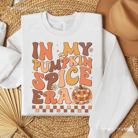 Discover In My Pumpkin Spice Era Printed Sweatshirt Fall Shirt Thankf Sweatshirts Anime Hoodie Streetwear Women