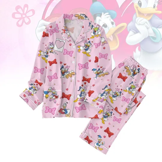 Donald And Daisy Duck Couple Love Forever Happy Valentine's Day Pajamas Set