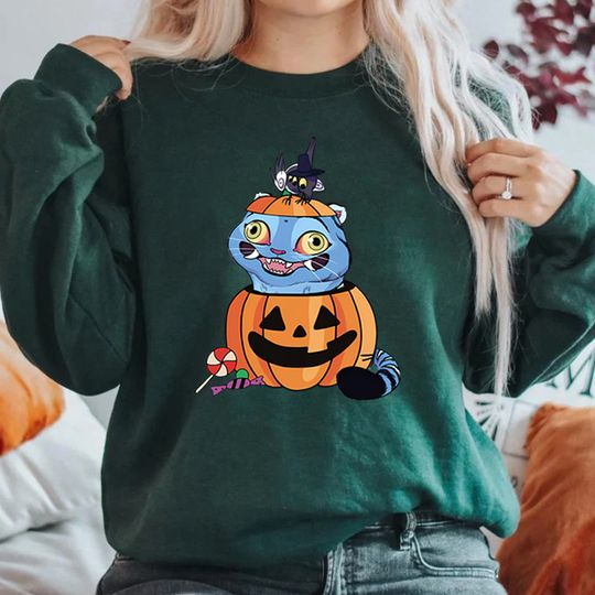 Derpy Tiger Halloween Sweatshirt Pumpkin Fall Vibe Shirt Kpop Demon Hunters Merch Derpy Huntrix Funny Halloween Party Sweatshirt