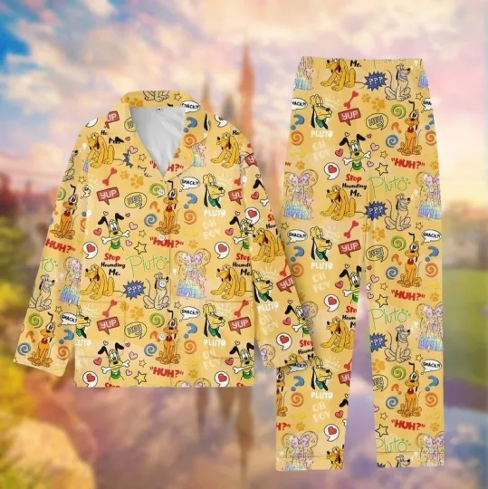 Pluto Dog Magic Kingdom Mickey & Friends Yellow Dog Pajamas Set