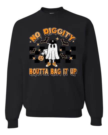 Discover No Diggity Boutta Bag it Up Ghost Bats Stars Pumpkin Unisex Crewneck Sweatshirt