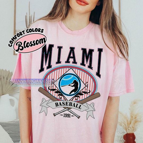 Discover Miami Baseball Shirt, Vintage Sports T-Shirt, Retro Baseball Fan Gift